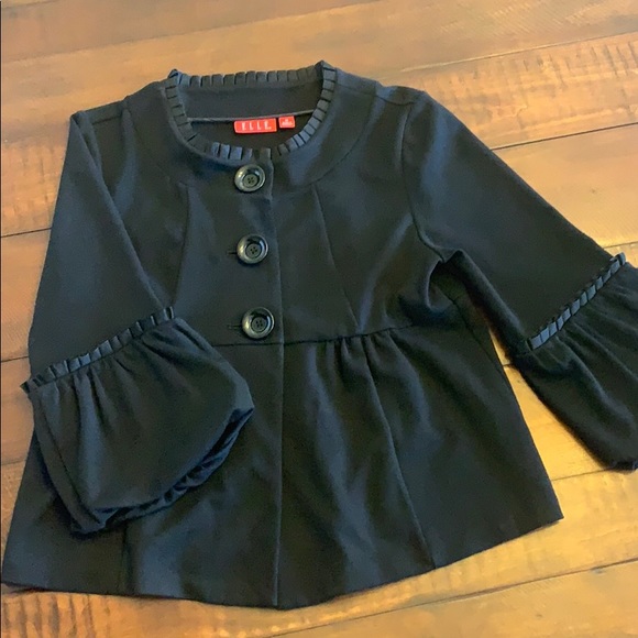 Black jacket with balloon sleeve and ribbon detail - Picture 1 of 7